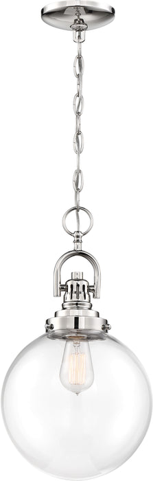 Skyloft One Light Pendant in Polished Nickel / Clear Glass