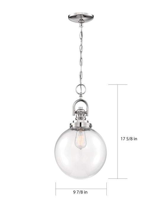 Skyloft One Light Pendant in Polished Nickel / Clear Glass