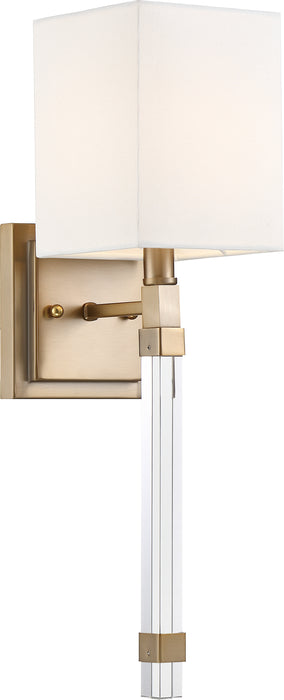 Thompson One Light Wall Sconce in Burnished Brass / White