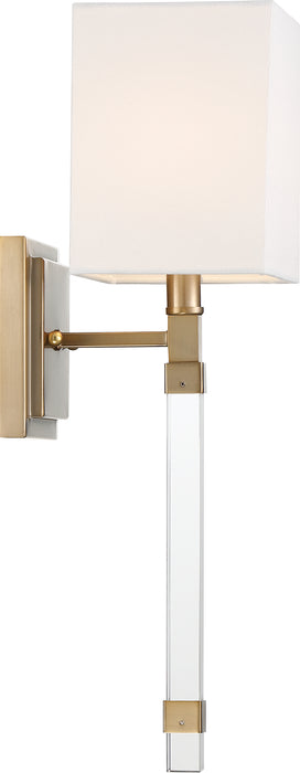 Thompson One Light Wall Sconce in Burnished Brass / White