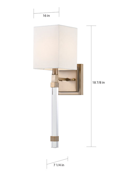 Thompson One Light Wall Sconce in Burnished Brass / White