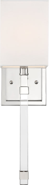 Thompson One Light Wall Sconce in Polished Nickel / White Fabric