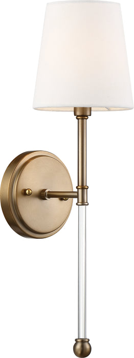 Olmstead One Light Wall Sconce in Burnished Brass / White