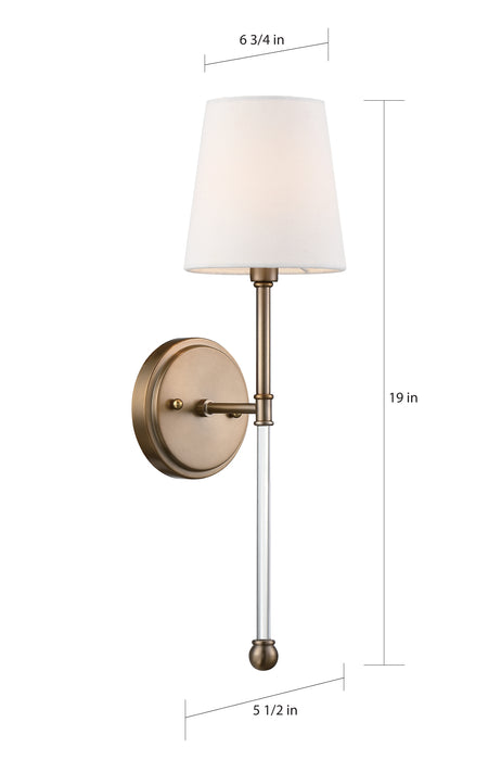 Olmstead One Light Wall Sconce in Burnished Brass / White