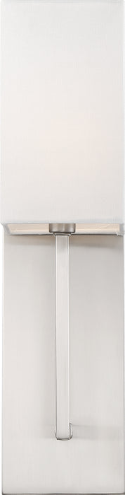 Vesey One Light Wall Sconce in Brushed Nickel / White Fabric