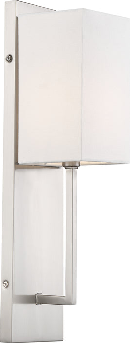 Vesey One Light Wall Sconce in Brushed Nickel / White Fabric