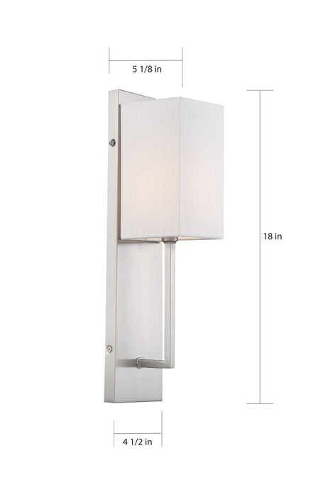Vesey One Light Wall Sconce in Brushed Nickel / White Fabric