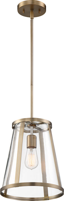 Bruge One Light Pendant in Burnished Brass / Clear