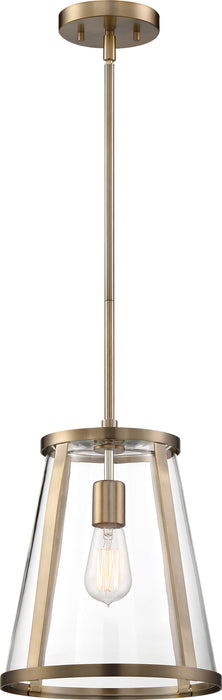 Bruge One Light Pendant in Burnished Brass / Clear