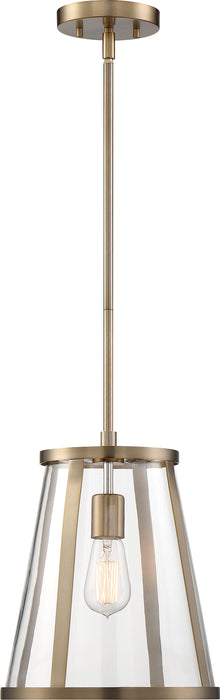 Bruge One Light Pendant in Burnished Brass / Clear