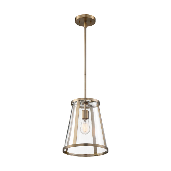 Bruge One Light Pendant in Burnished Brass / Clear