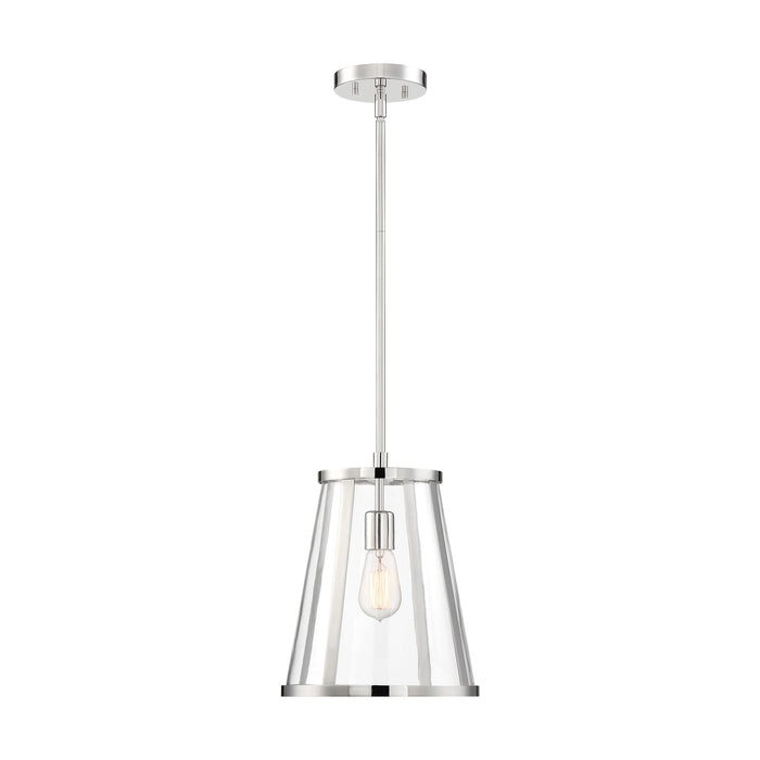 Bruge One Light Pendant in Polished Nickel / Clear Glass