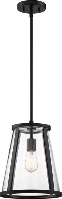 Bruge One Light Pendant in Matte Black / Clear Glass