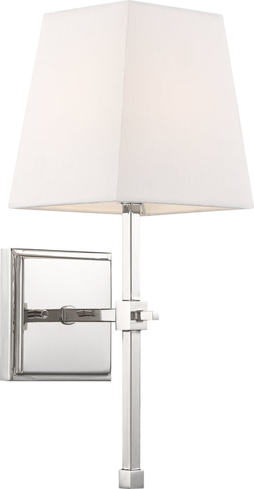 Highline One Light Vanity in Polished Nickel / White Fabric