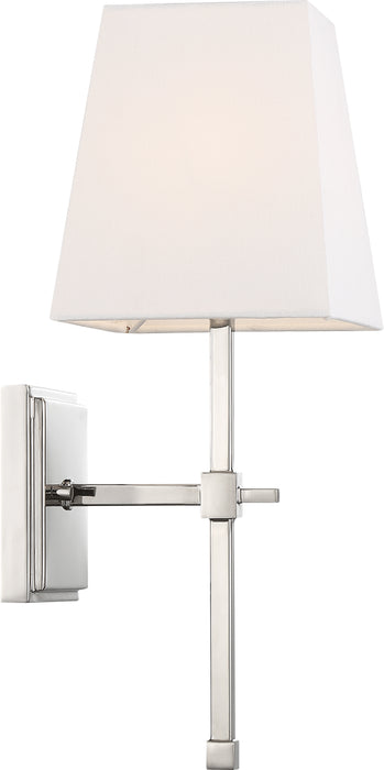 Highline One Light Vanity in Polished Nickel / White Fabric