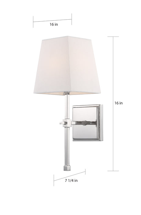 Highline One Light Vanity in Polished Nickel / White Fabric