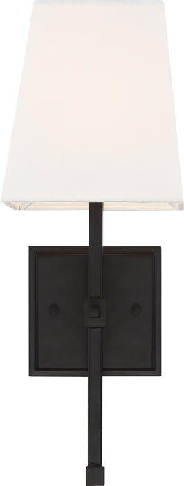 Highline One Light Vanity in Aged Bronze / White Fabric