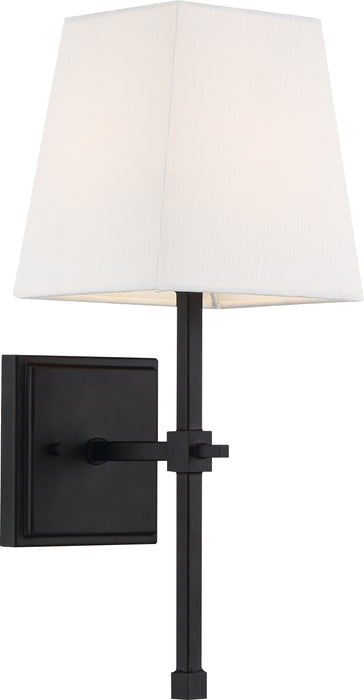 Highline One Light Vanity in Aged Bronze / White Fabric