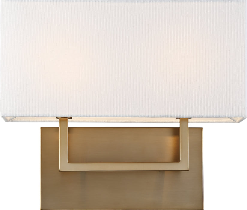 Tribeca Two Light Vanity in Burnished Brass / White