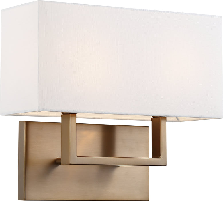 Tribeca Two Light Vanity in Burnished Brass / White