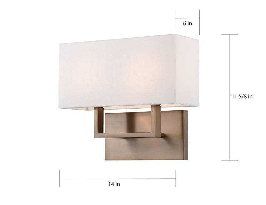 Tribeca Two Light Vanity in Burnished Brass / White