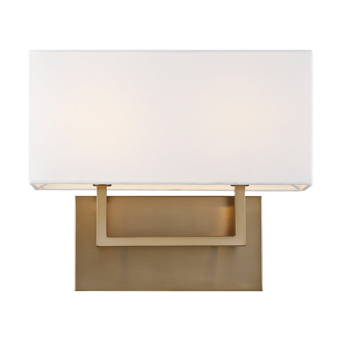 Tribeca Two Light Vanity in Burnished Brass / White