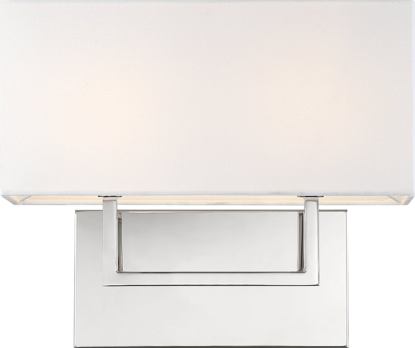 Tribeca Two Light Vanity in Polished Nickel / White Fabric