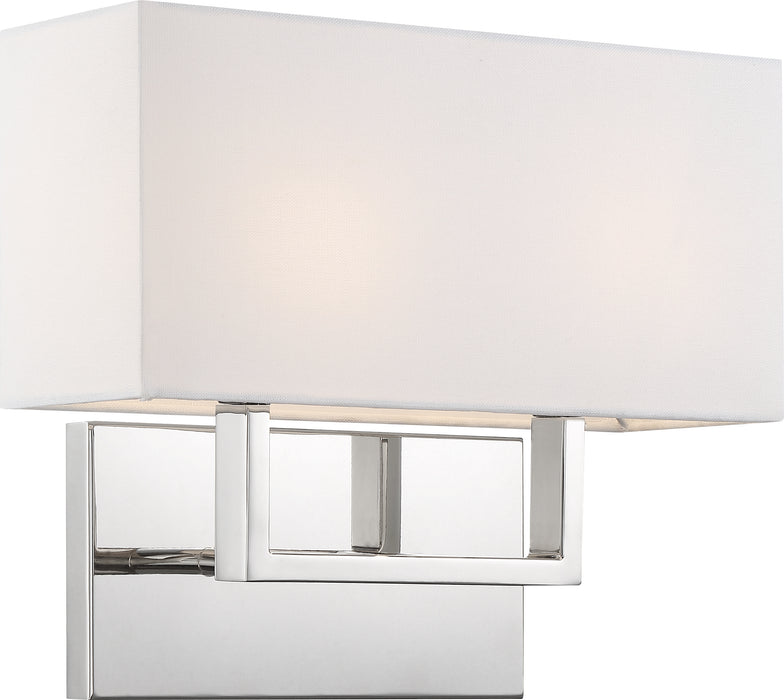 Tribeca Two Light Vanity in Polished Nickel / White Fabric