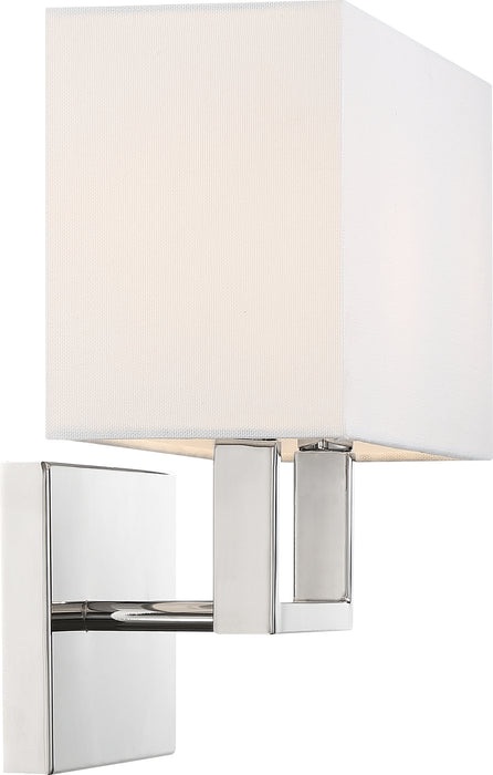 Tribeca Two Light Vanity in Polished Nickel / White Fabric