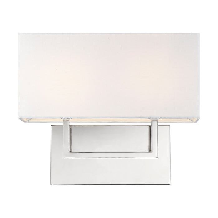 Tribeca Two Light Vanity in Polished Nickel / White Fabric