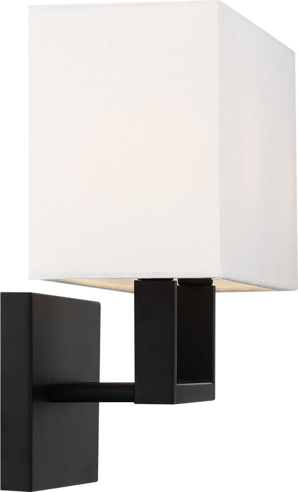 Tribeca Two Light Vanity in Aged Bronze / White Fabric