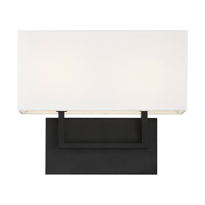 Tribeca Two Light Vanity in Aged Bronze / White Fabric