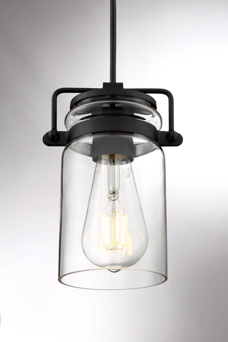 Antebellum One Light Mini Pendant in Matte Black / Clear Glass