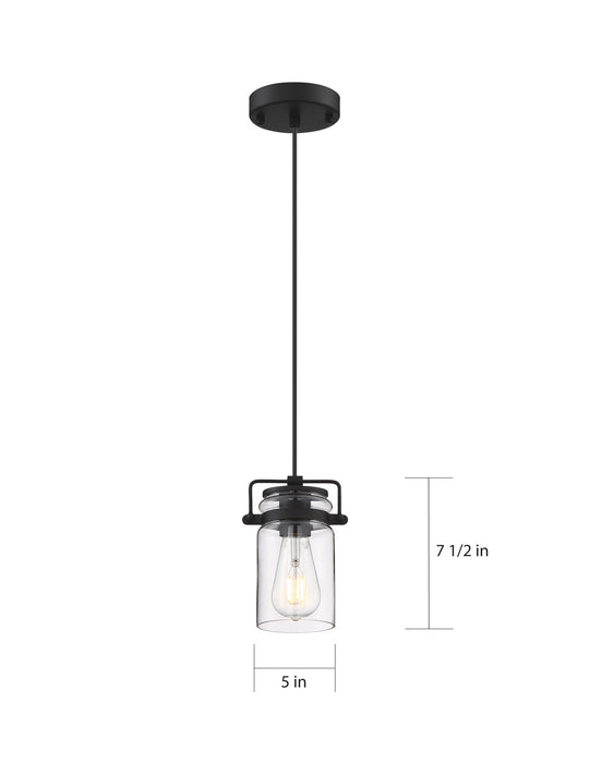 Antebellum One Light Mini Pendant in Matte Black / Clear Glass