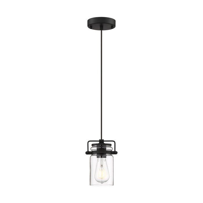 Antebellum One Light Mini Pendant in Matte Black / Clear Glass