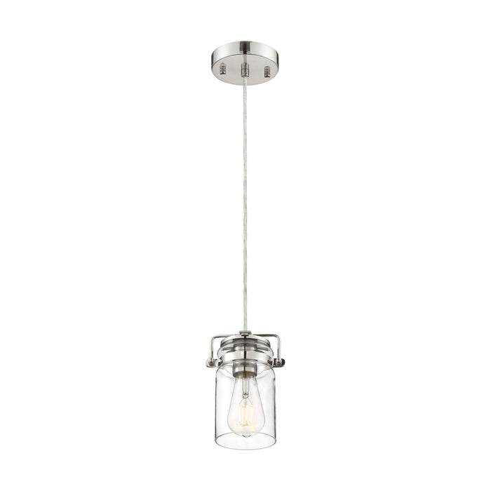 Antebellum One Light Mini Pendant in Polished Nickel / Clear Glass