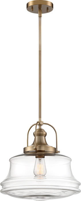 Basel One Light Pendant in Burnished Brass / Clear