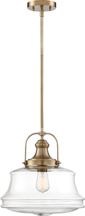 Basel One Light Pendant in Burnished Brass / Clear