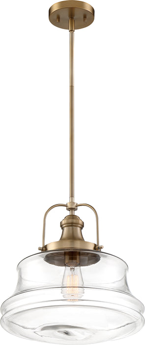 Basel One Light Pendant in Burnished Brass / Clear