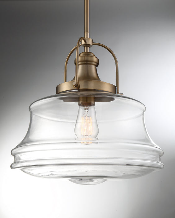 Basel One Light Pendant in Burnished Brass / Clear