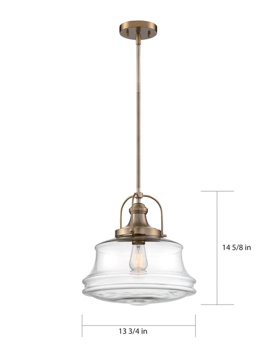 Basel One Light Pendant in Burnished Brass / Clear