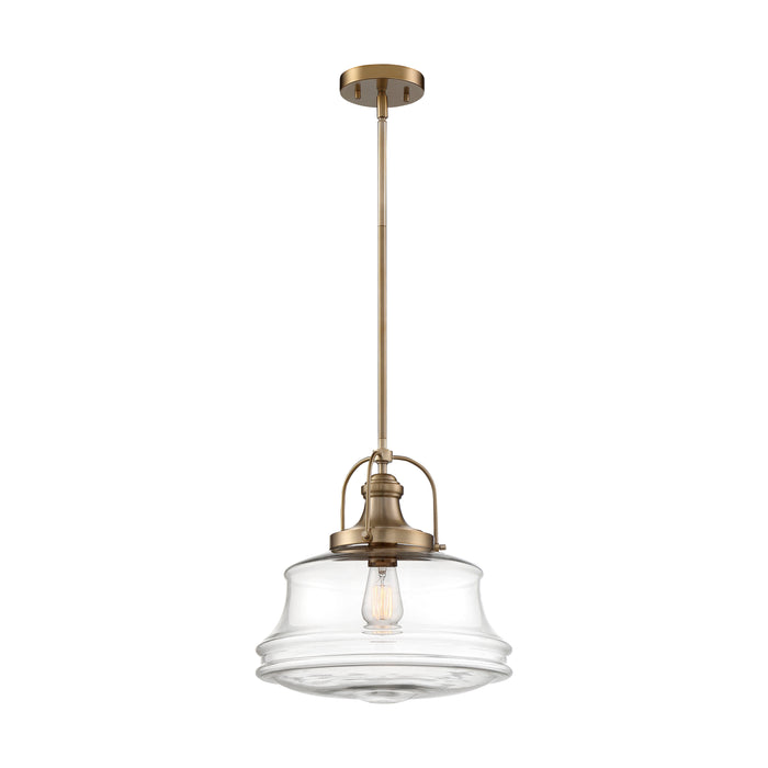 Basel One Light Pendant in Burnished Brass / Clear