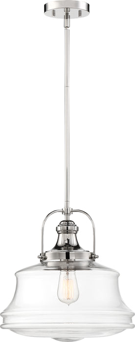 Basel One Light Pendant in Polished Nickel / Clear Glass