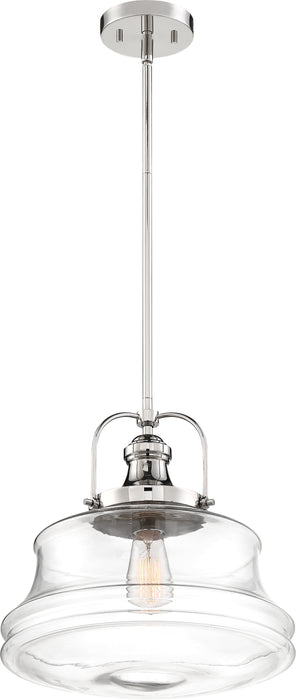 Basel One Light Pendant in Polished Nickel / Clear Glass