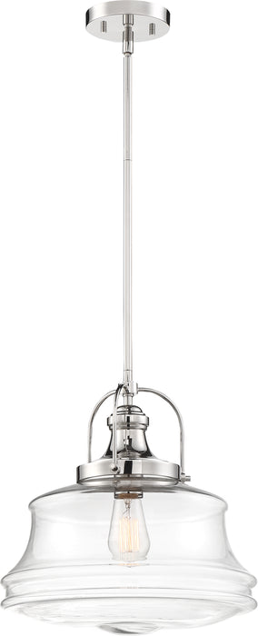 Basel One Light Pendant in Polished Nickel / Clear Glass