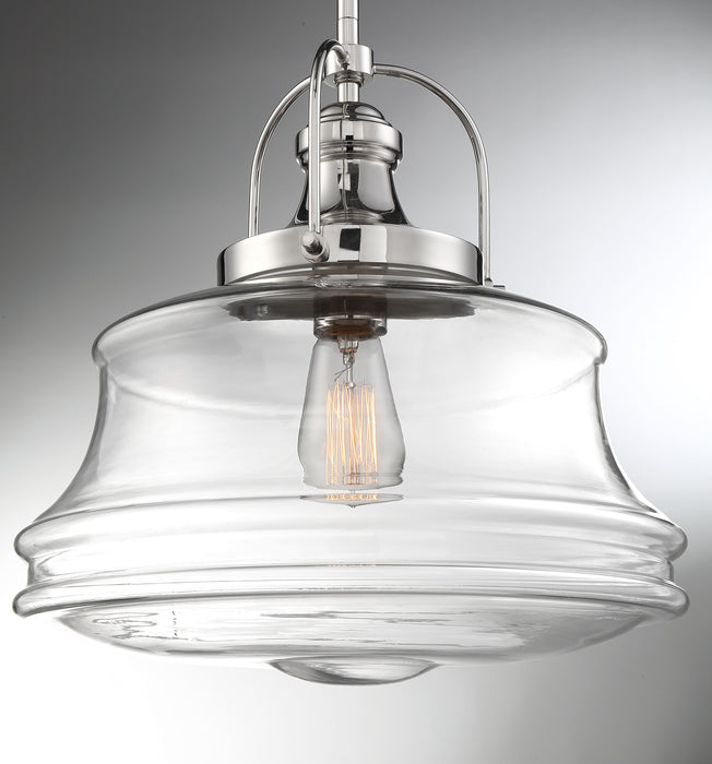 Basel One Light Pendant in Polished Nickel / Clear Glass