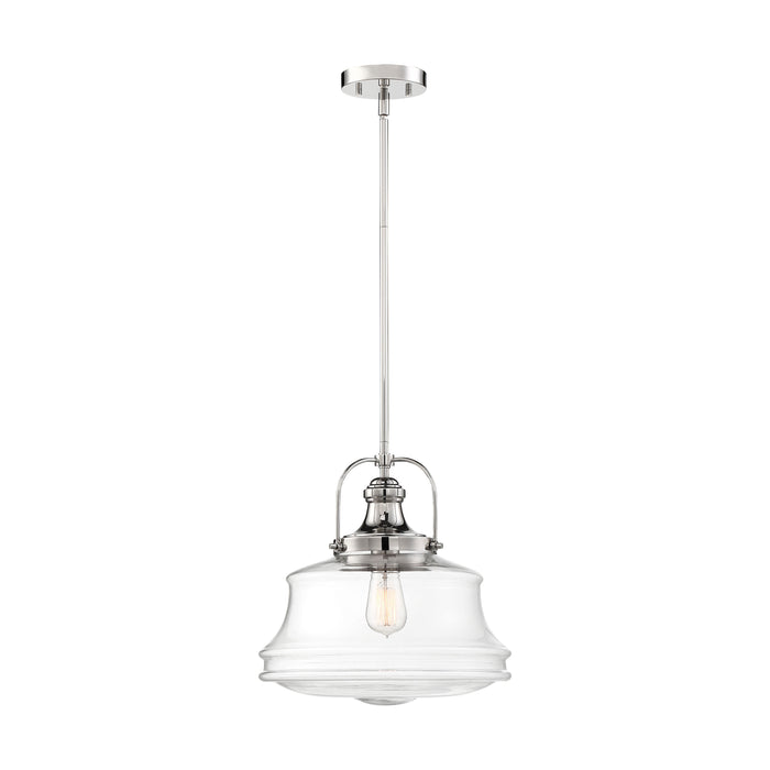 Basel One Light Pendant in Polished Nickel / Clear Glass