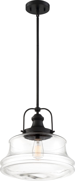 Basel One Light Pendant in Bronze / Clear Glass