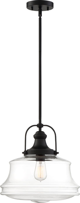 Basel One Light Pendant in Bronze / Clear Glass