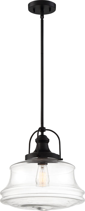 Basel One Light Pendant in Bronze / Clear Glass